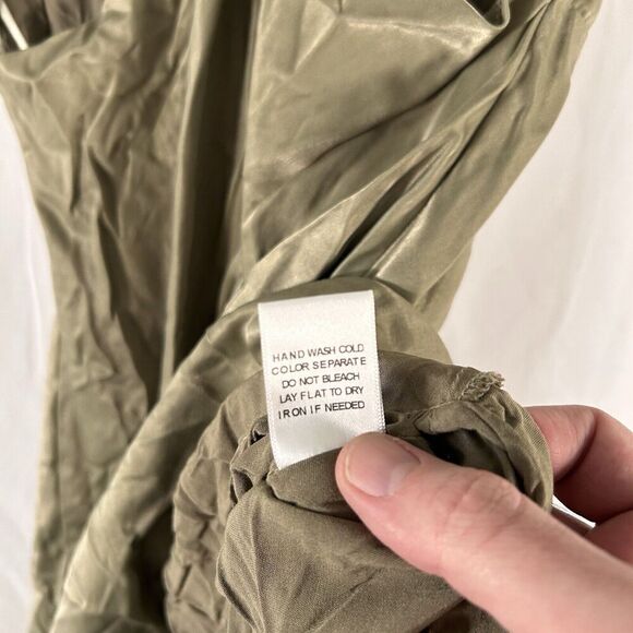 Le Lis Mini Dress Women's Small Solid Green Satin Zip Bavk Sleeveless Short - Picture 6 of 8